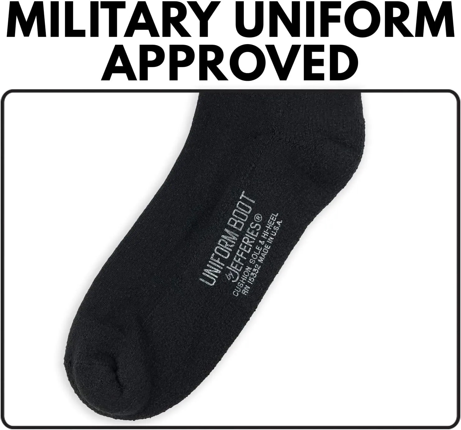 Jefferies Socks Mens Military Combat Uniform Rib Crew Boot Socks 3 Pair Pack