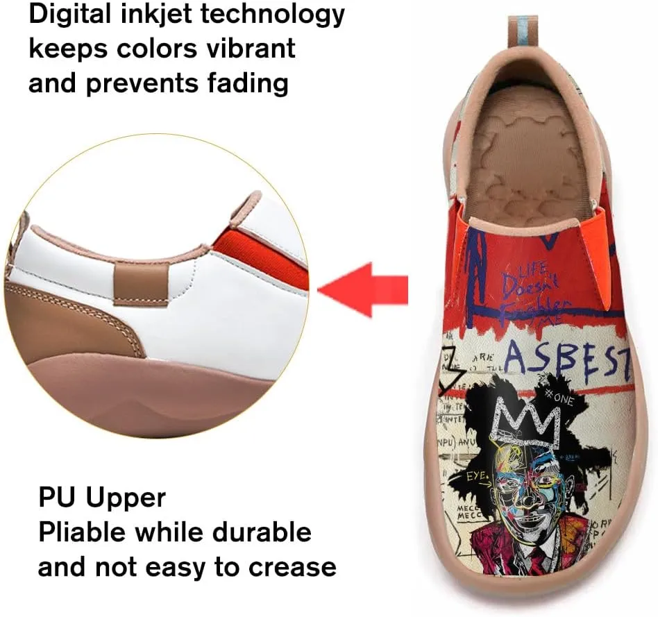 Men's Casual Slip-on Loafers Art Painted Lightweight Comfortable Sneakers Walking Travel Shoes Patchwork Floral Plants Pattern