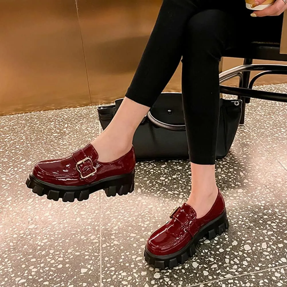 MRKEWUNEY Platform Loafers for Women Chunky Heel Loafers