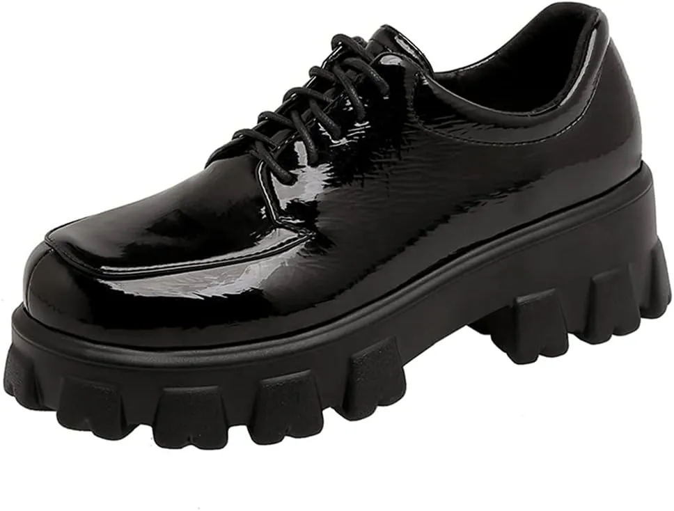 MRKEWUNEY Platform Loafers for Women Chunky Heel Loafers