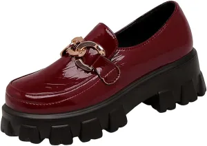 MRKEWUNEY Platform Loafers for Women Chunky Heel Loafers