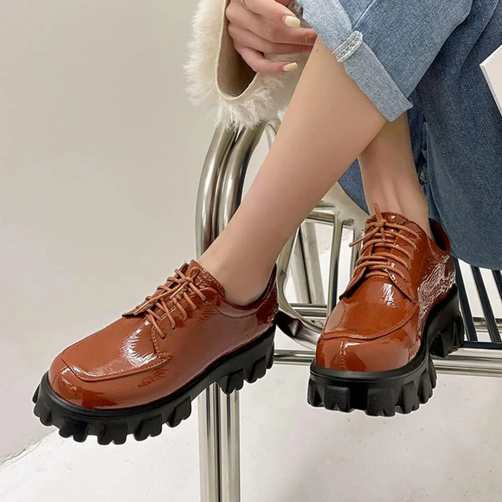 MRKEWUNEY Platform Loafers for Women Chunky Heel Loafers