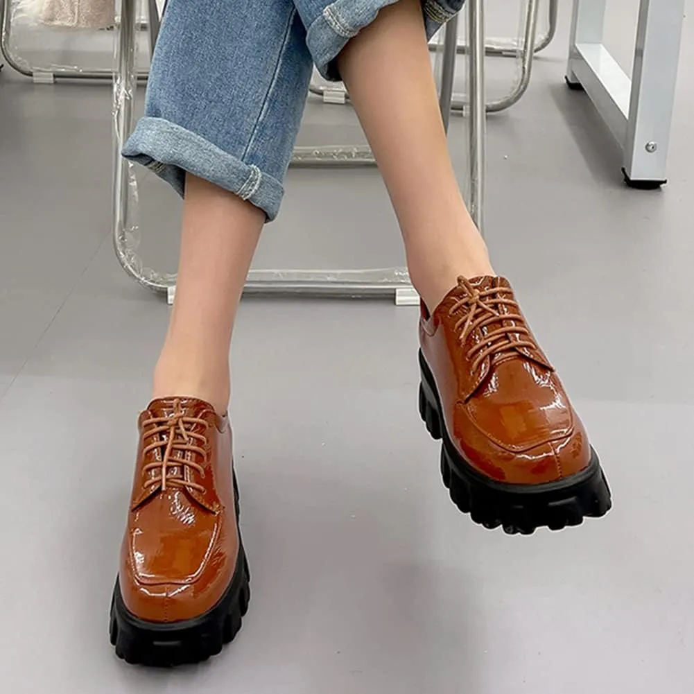 MRKEWUNEY Platform Loafers for Women Chunky Heel Loafers