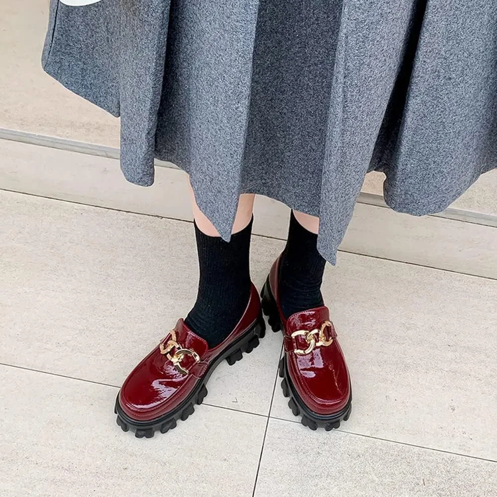 MRKEWUNEY Platform Loafers for Women Chunky Heel Loafers
