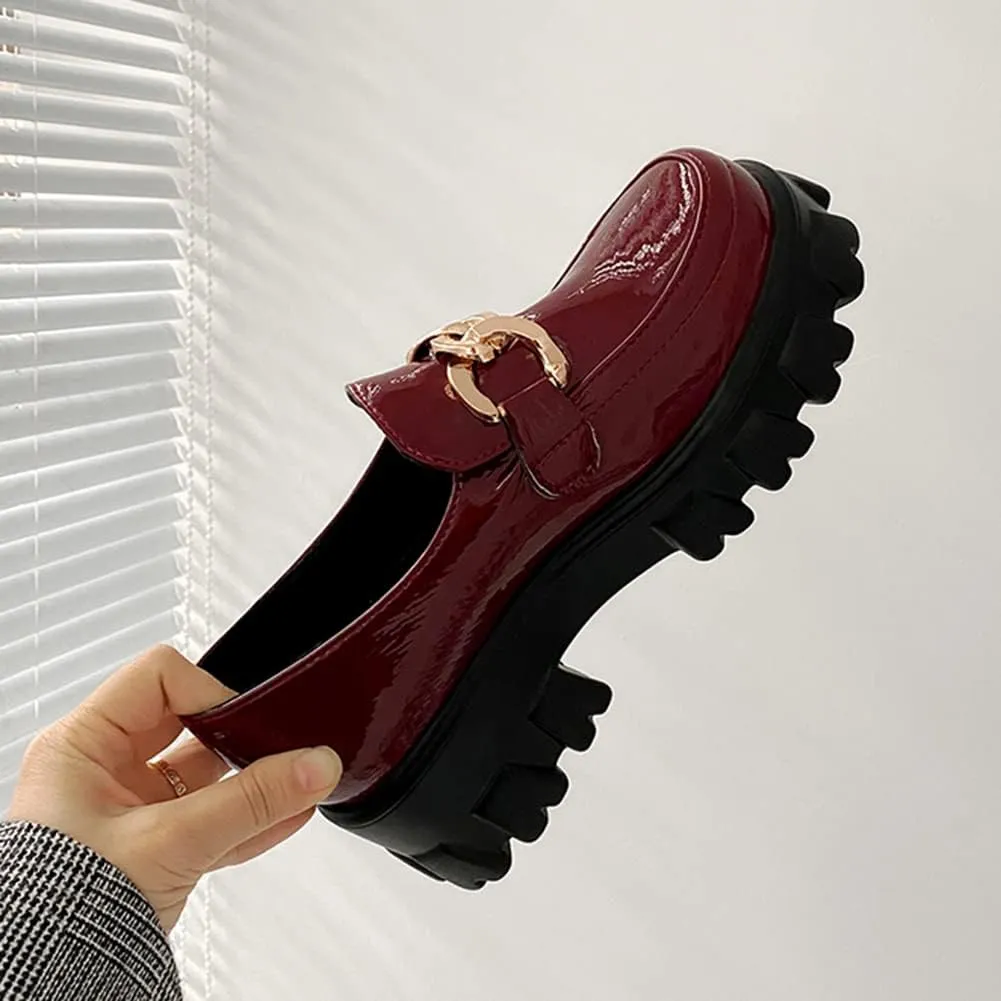 MRKEWUNEY Platform Loafers for Women Chunky Heel Loafers