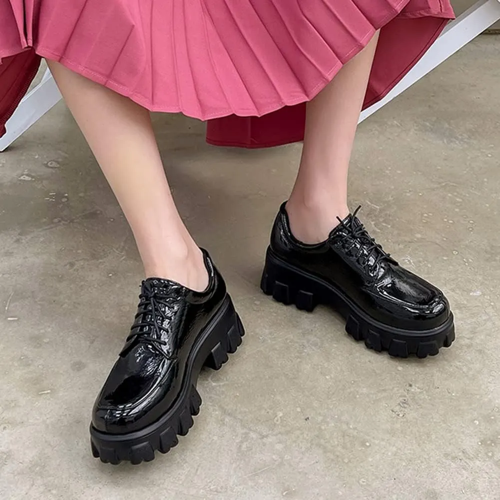 MRKEWUNEY Platform Loafers for Women Chunky Heel Loafers