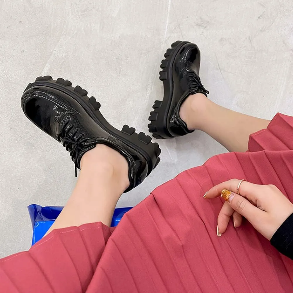 MRKEWUNEY Platform Loafers for Women Chunky Heel Loafers
