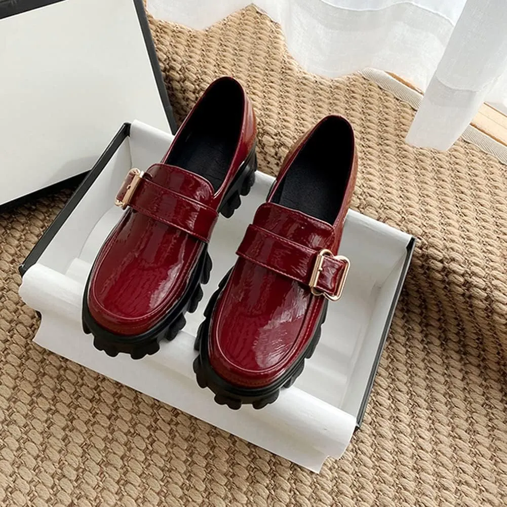 MRKEWUNEY Platform Loafers for Women Chunky Heel Loafers