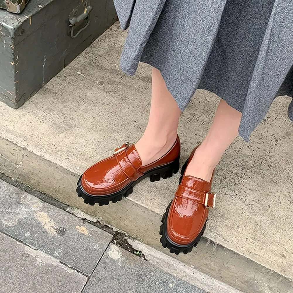 MRKEWUNEY Platform Loafers for Women Chunky Heel Loafers