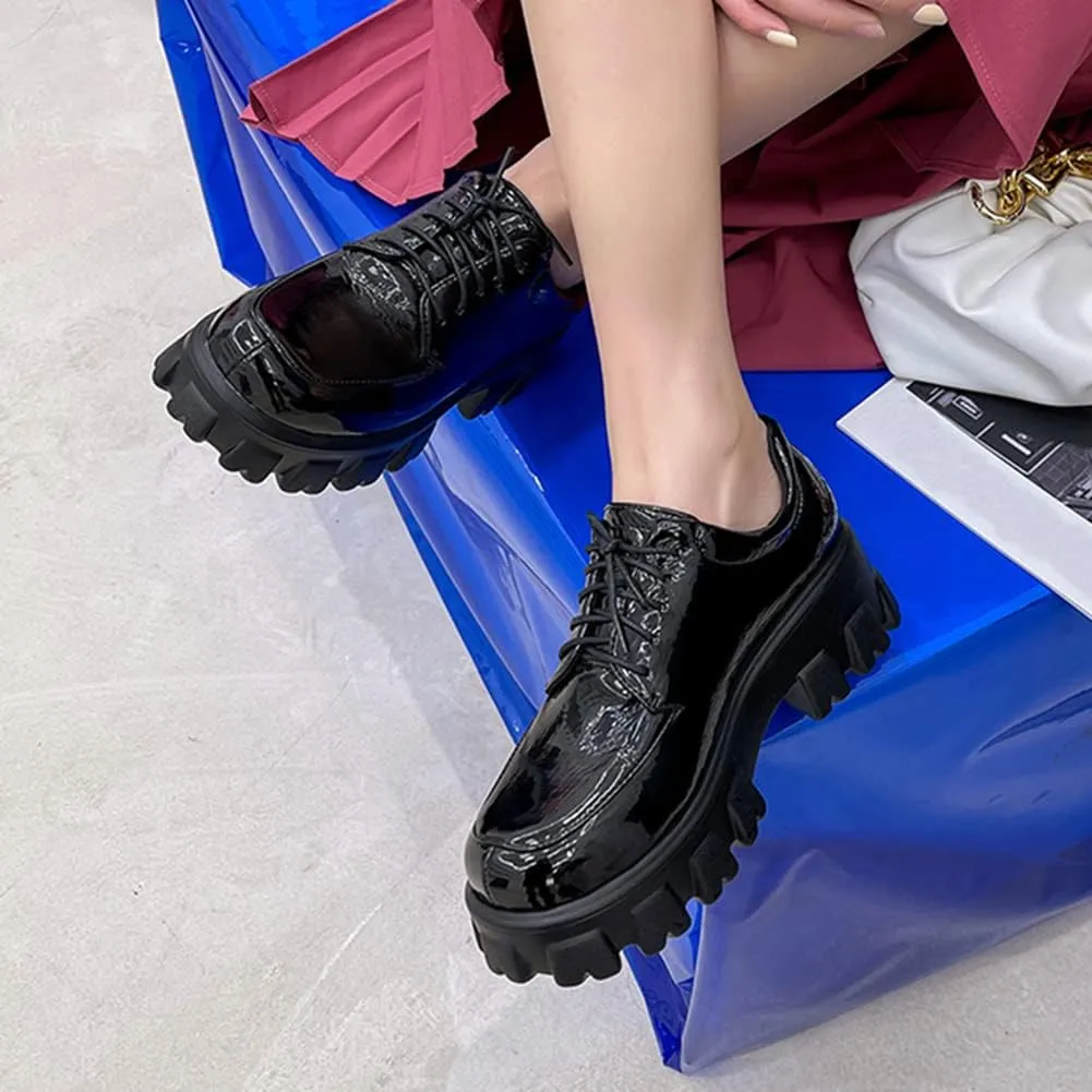 MRKEWUNEY Platform Loafers for Women Chunky Heel Loafers