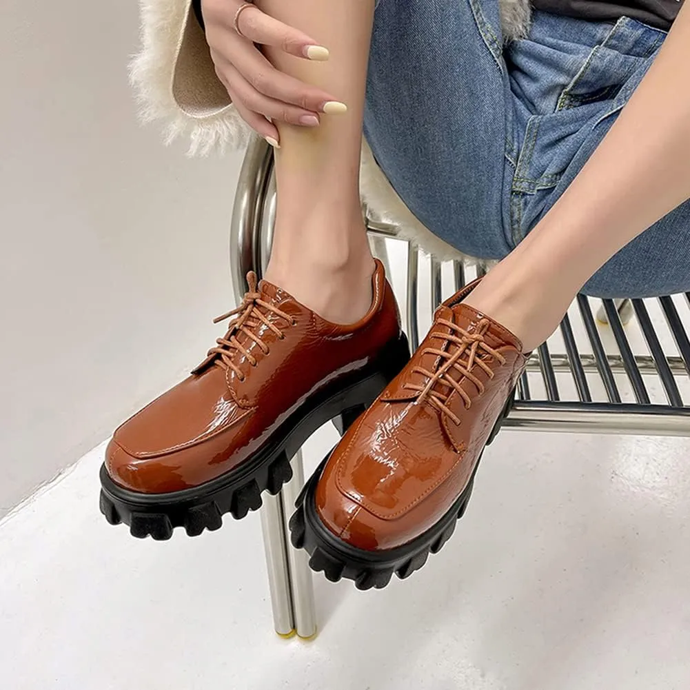 MRKEWUNEY Platform Loafers for Women Chunky Heel Loafers