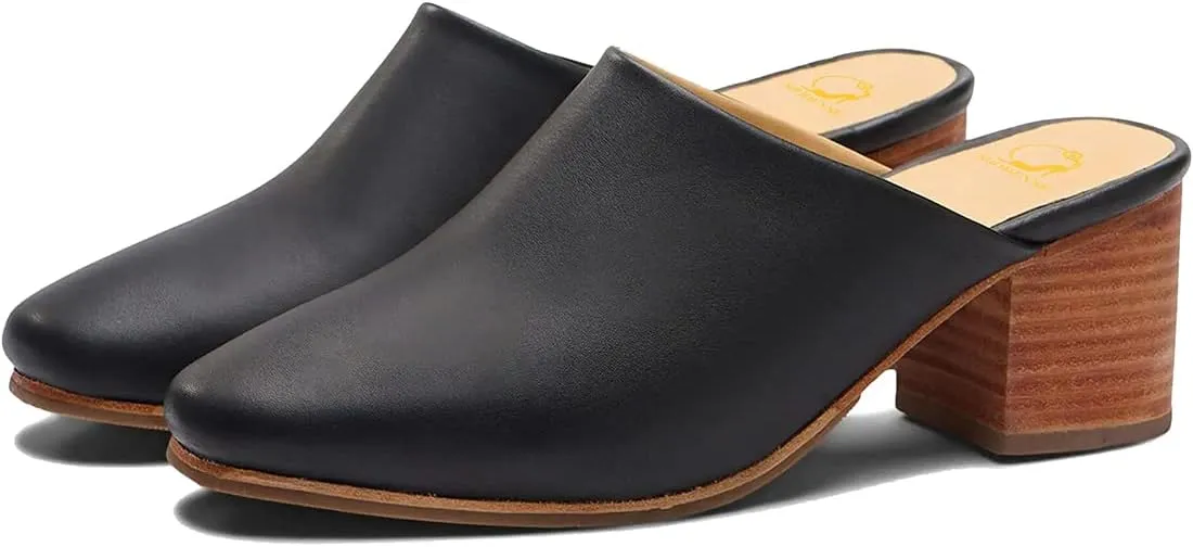 SHODENSE Women Comfortable Chunky Block Heel Mules Closed Round Toe Slip On Backless Loafers Shoes 2" Mid Stacked Heeled Sandals Clogs Thick Heels Slide Slippers Daily Casual Slip-on Booties 4-11 M US