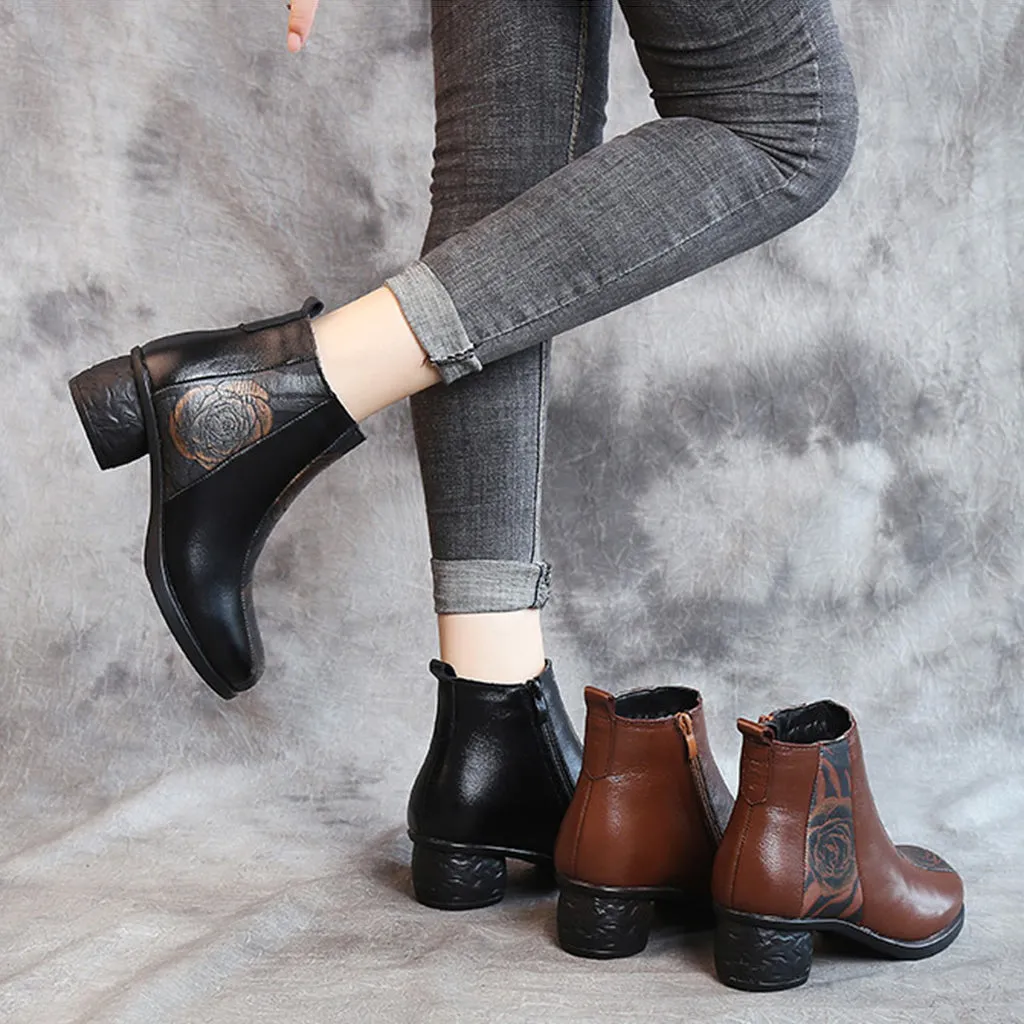 Winter Ethnic Leather Short Boots 35-41 | Gift Shoes