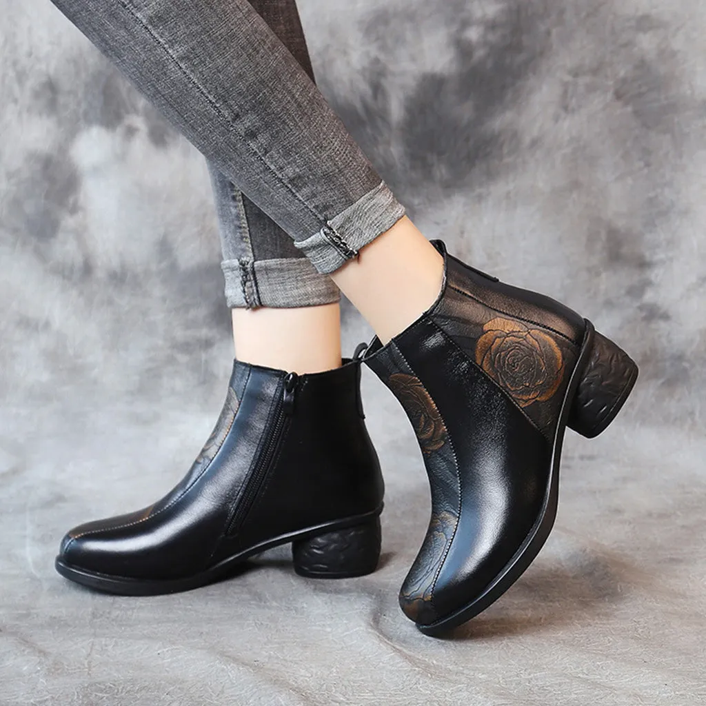 Winter Ethnic Leather Short Boots 35-41 | Gift Shoes
