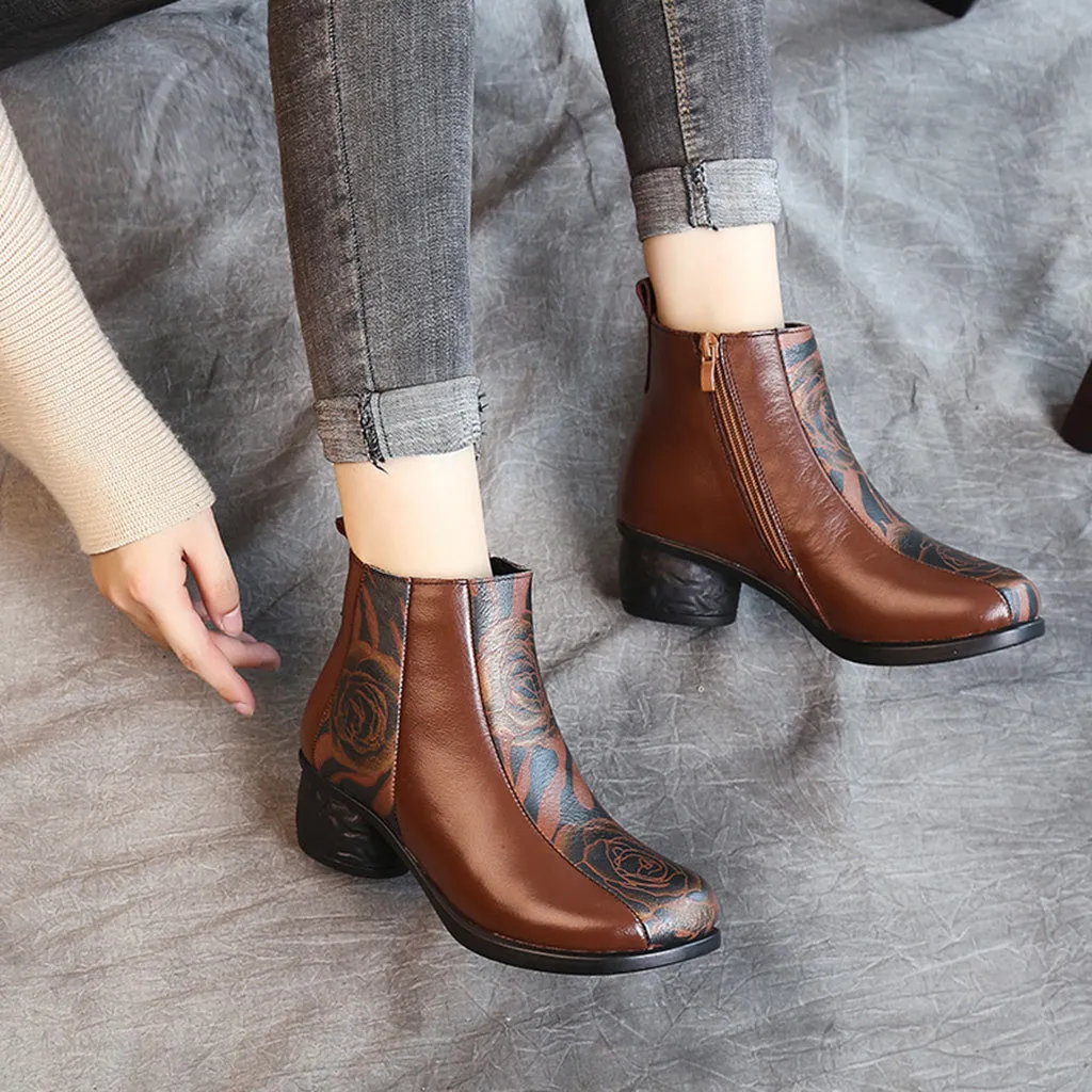 Winter Ethnic Leather Short Boots 35-41 | Gift Shoes