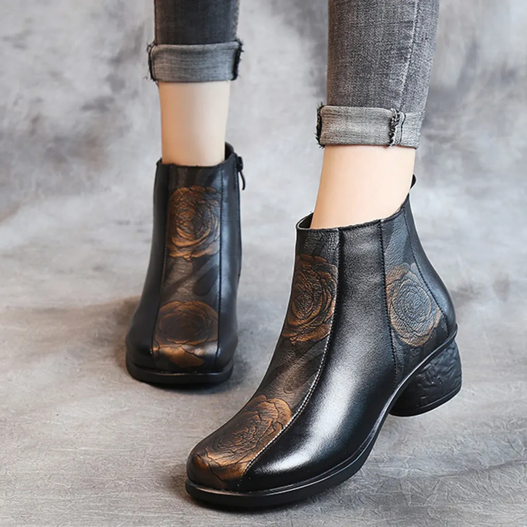 Winter Ethnic Leather Short Boots 35-41 | Gift Shoes