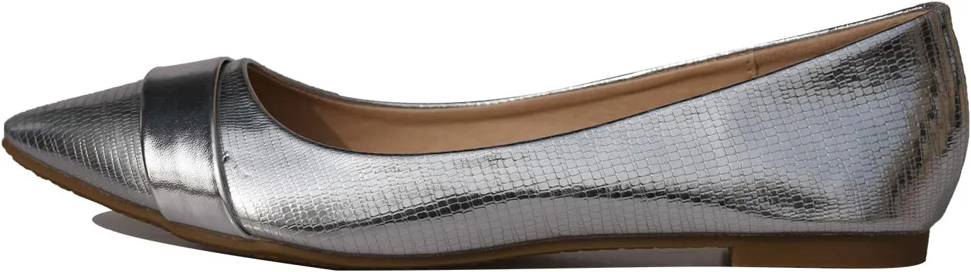 Women's Slip on Flats Pointy Toe Boat Band Decor Patent Leather Wedding Ballet Shoe