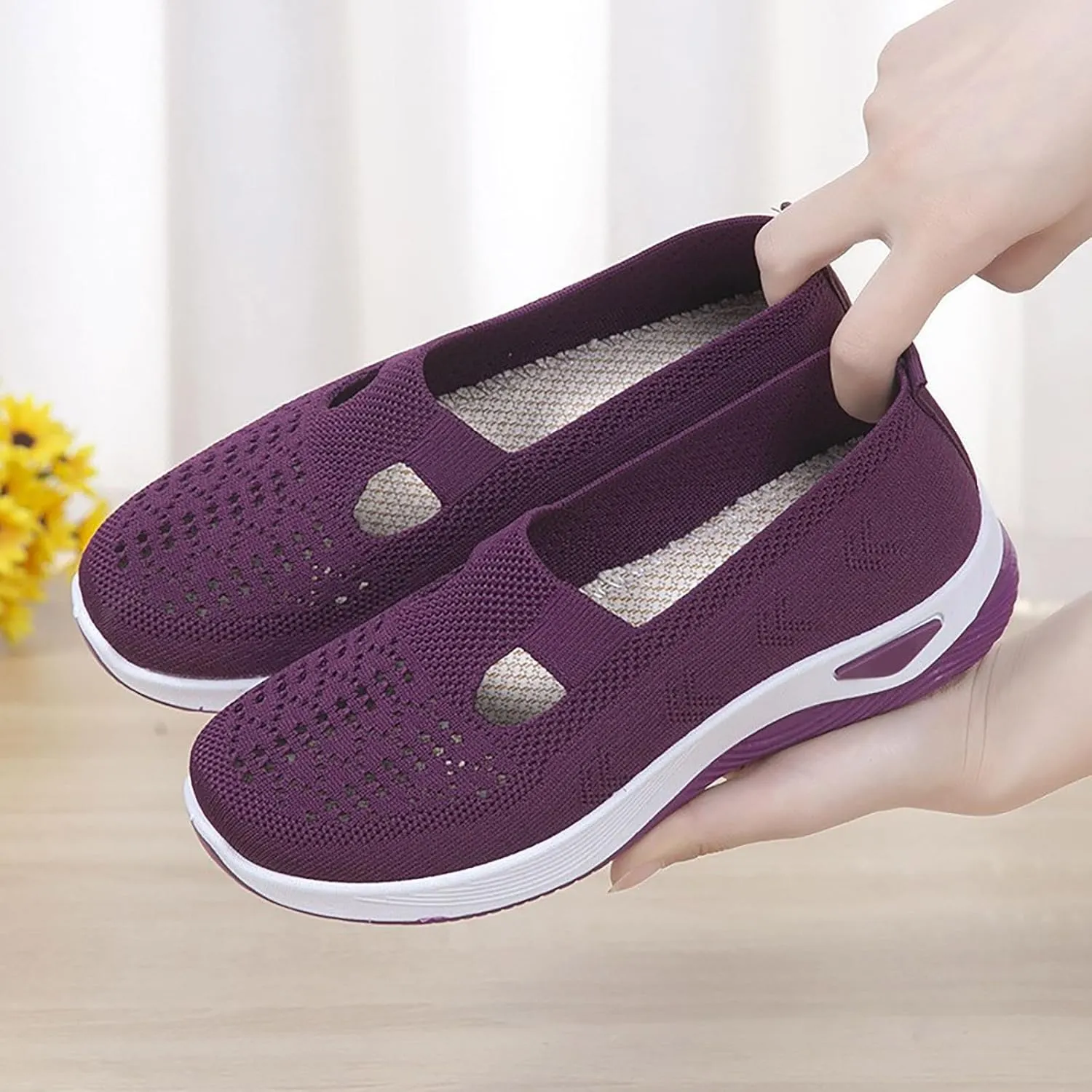 Women's Woven Orthopedic Breathable Soft Shoes Womens Running Shoes Wide Feet Casual Slip On Shoes Platform Sneakers Platform Tennis Shoe Casual Loafers